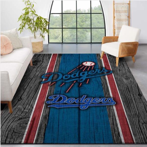 Los Angeles Dodgers Mlb Team Logo Wooden Style Style Nice Gift Home Decor Rectangle Area Rug