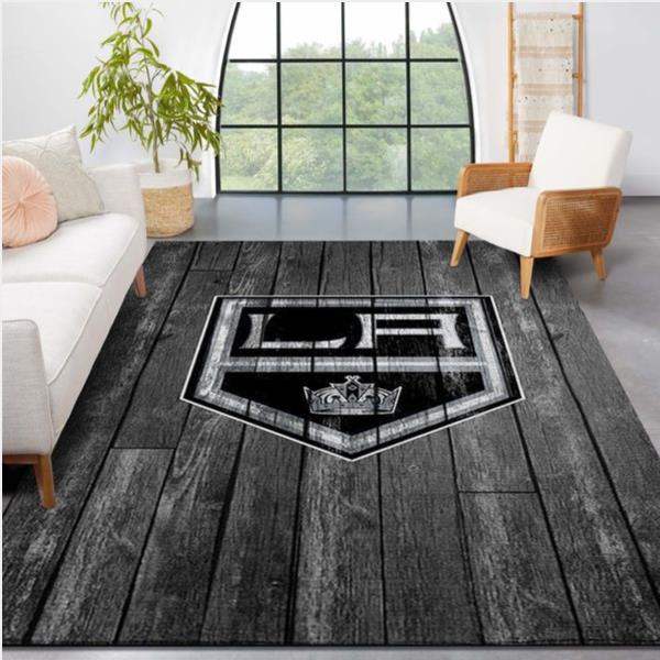Los Angeles Kings Nhl Team Logo Grey Wooden Style Nice Gift Home Decor Rectangle Area Rug