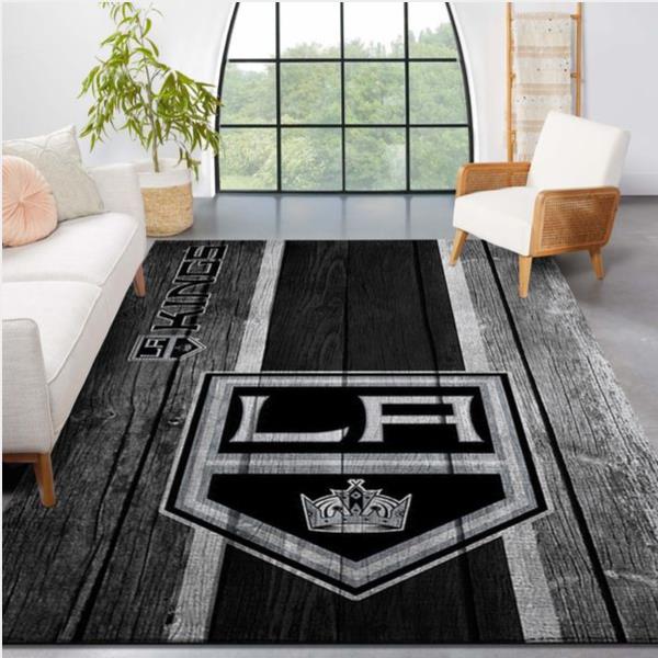 Los Angeles Kings Nhl Team Logo Wooden Style Nice Gift Home Decor Rectangle Area Rug