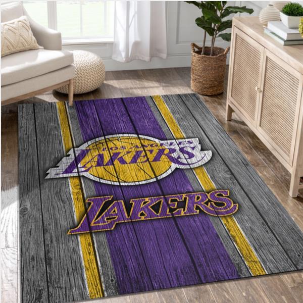 Los Angeles Lakers NBA Team Logo Wooden Style Nice Gift Home Decor Rectangle Area Rug