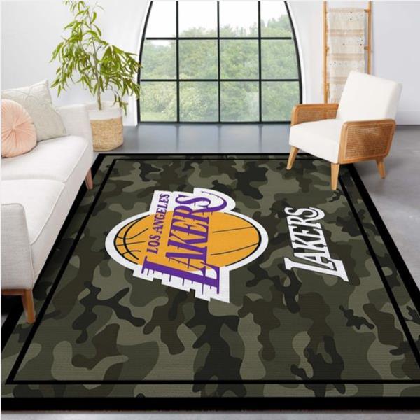 Los Angeles Lakers Nba Team Logo Camo Style Nice Gift Home Decor Area Rug Rug – For Living Room