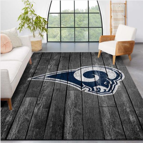 Los Angeles Rams Nfl Team Logo Grey Wooden Style Style Nice Gift Home Decor Rectangle Area Rug