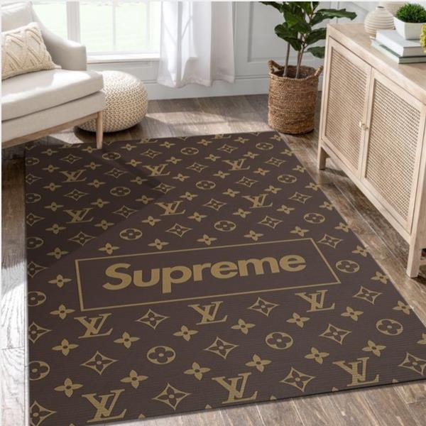Lv And Supreme Fashion Brand Rug Area Rug Floor Decor