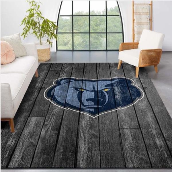 Memphis Grizzlies Nba Team Logo Grey Wooden Style Nice Gift Home Decor Rectangle Area Rug