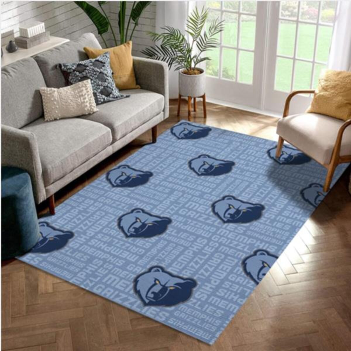 Memphis Grizzlies Patterns Reangle Area Rug Living Room Rug Home Decor -  Peto Rugs
