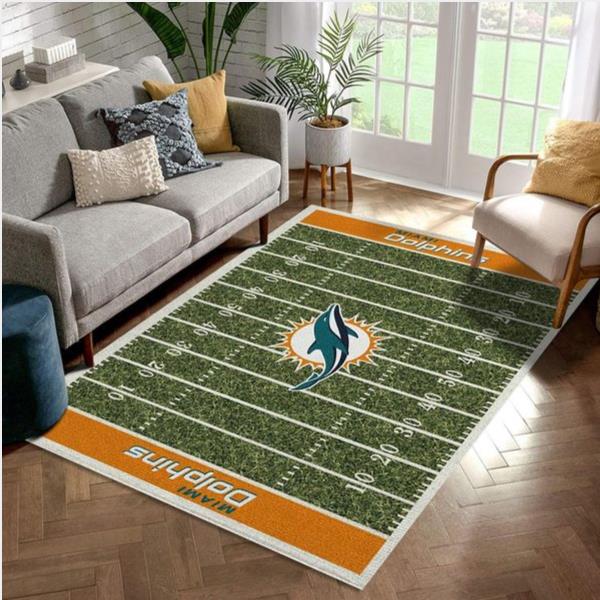 MIAMI DOLPHINS IMPERIAL HOMEFIELD RUG NFL AREA RUG LIVING ROOM AND BEDROOM RUG FAMILY GIFT US DECOR
