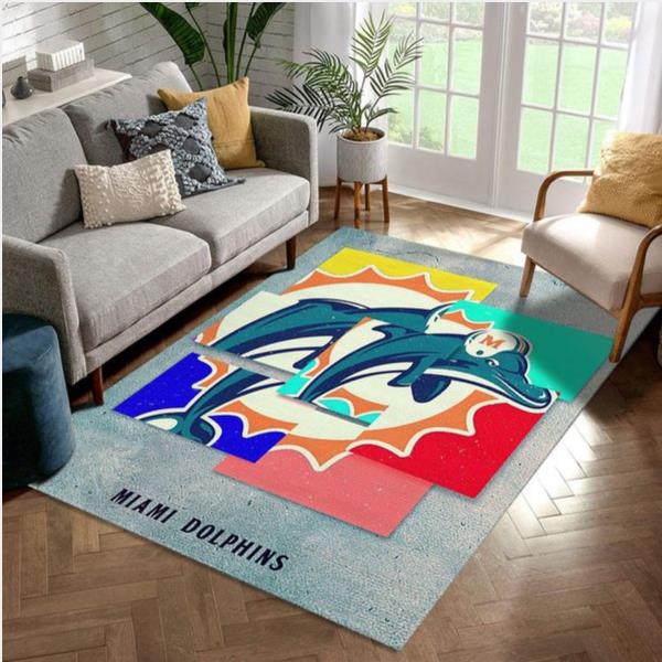 Miami Dolphins NFL Rug Bedroom Rug Family Gift US Decor