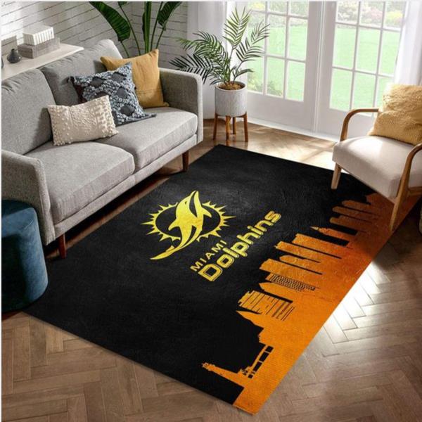 Miami Dolphins Skyline Nfl Area Rug Carpet Living Room And Bedroom Rug Us Gift Decor