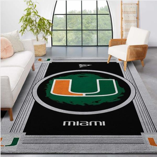 Miami Hurricanes Ncaa Team Logo Nice Gift Home Decor Rectangle Area Rug