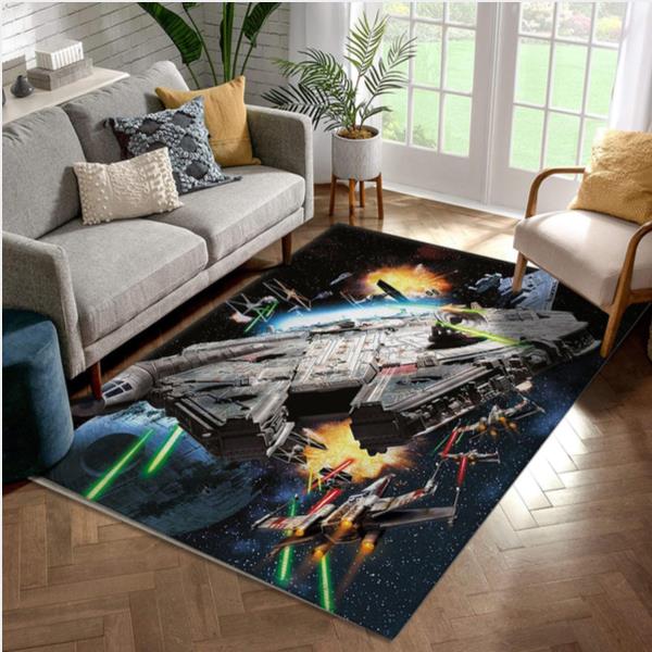 Millenium Falcon Star War Battle Zone Area Rug Carpet Living Room Rug Family Gift US Decor