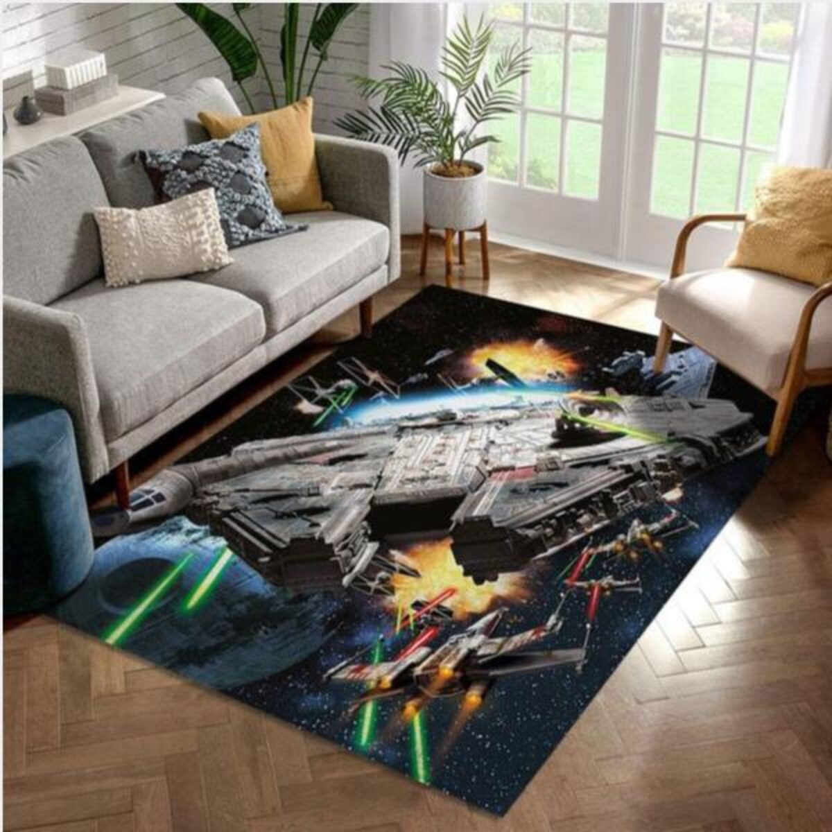 Millenium Falcon Star War Battle Zone Area Rug Carpet Living Room