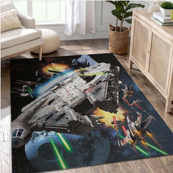 Millenium Falcon Star War Battle Zone Area Rug Carpet Living Room Rug Family Gift Us Decor
