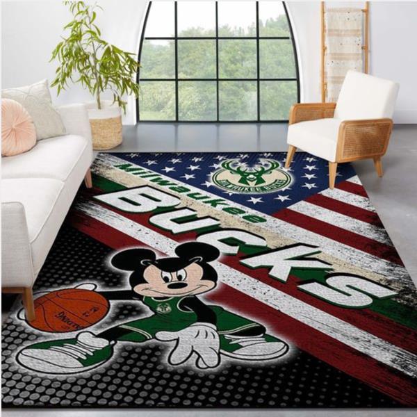 Milwaukee Bucks Nba Team Logo Mickey Us Style Nice Gift Home Decor Rectangle Area Rug