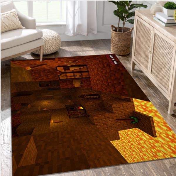 Minecraft Cave Game Area Rug Carpet Living Room Rug