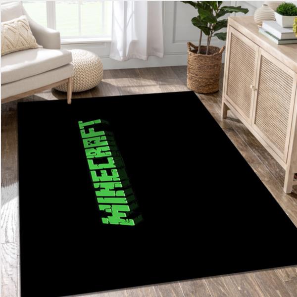 Minecraft Creeper Logo Video Game Reangle Rug Living Room Rug