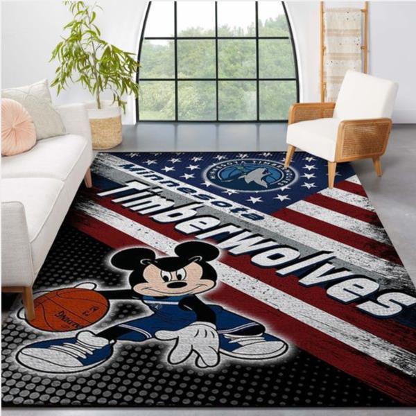 Minnesota Timberwolves Nba Team Logo Mickey Us Style Nice Gift Home Decor Rectangle Area Rug