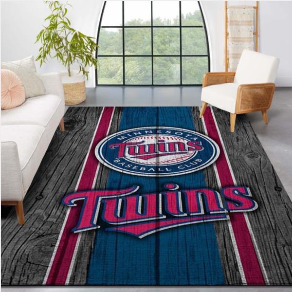 Minnesota Twins Mlb Team Logo Wooden Style Style Nice Gift Home Decor Rectangle Area Rug
