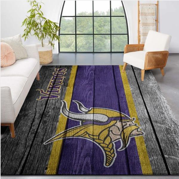 Minnesota Vikings NFL Team Logo Wooden Style Style Nice Gift Home Decor Rectangle Area Rug