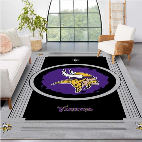 Minnesota Vikings Nfl Logo Style Rug Room Carpet Custom Area Floor Home Decor