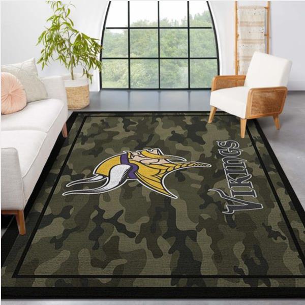 Minnesota Vikings Nfl Team Logo Camo Style Nice Gift Home Decor Rectangle Area Rug
