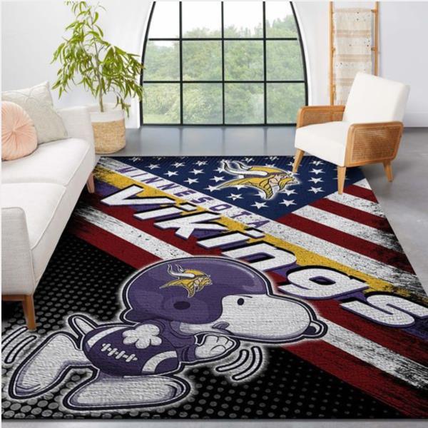 Minnesota Vikings Nfl Team Logo Snoopy Us Style Nice Gift Home Decor Rectangle Area Rug