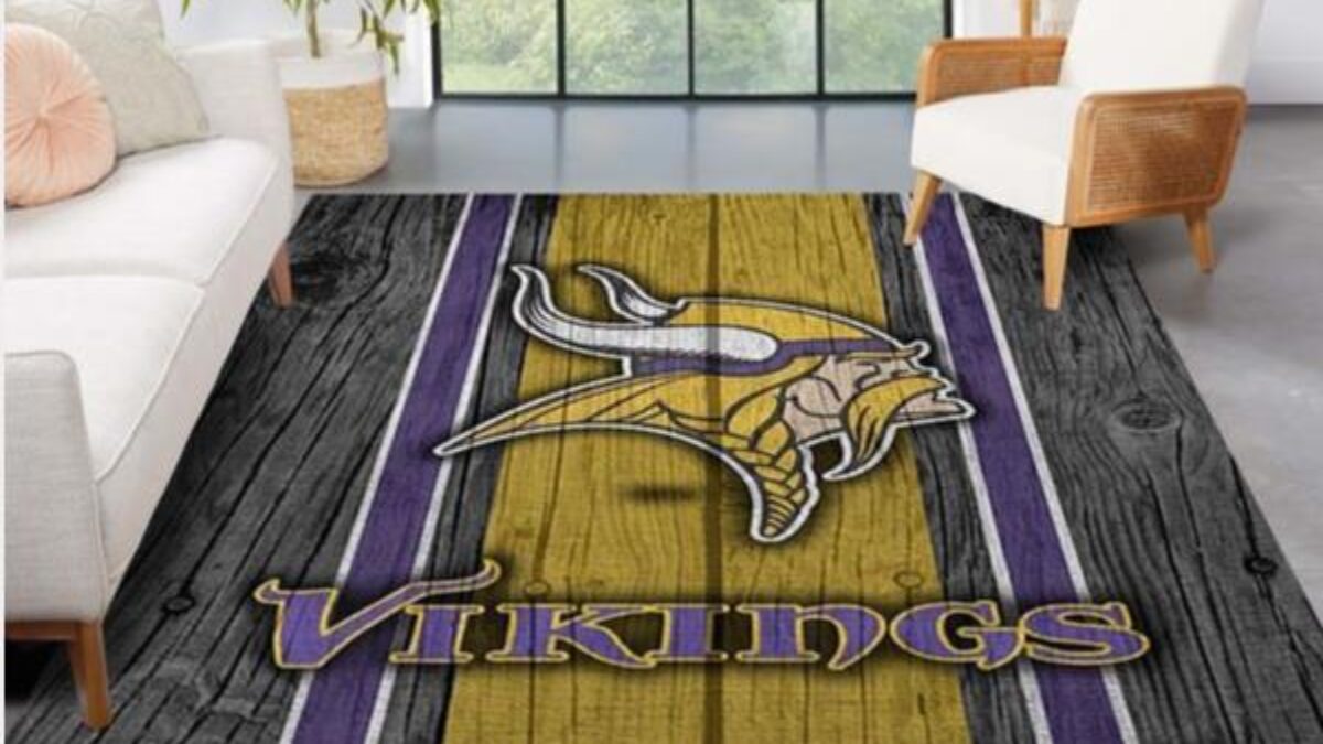 Minnesota Vikings Nfl Team Logo Grey Wooden Style Style Nice Gift Home  Decor Rectangle Area Rug