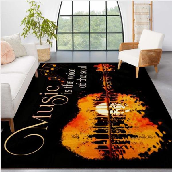 Music Is The Voice Of The Soul Guitar Rectangle Rug 112 Dining Room Rugs