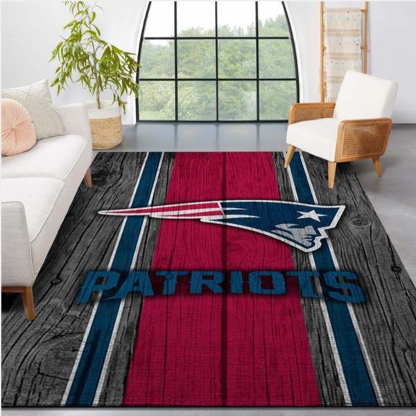 New England Patriots Nfl Team Logo Wooden Style Style Nice Gift Home Decor Rectangle Area Rug