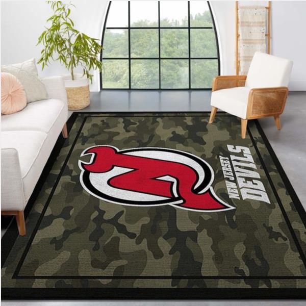 New Jersey Devils Nhl Team Logo Camo Style Nice Gift Home Decor Rectangle Area Rug