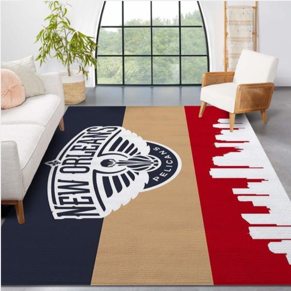 New Orleans Pelicans - Nba Team Logo Area Rug Living Room And Bedroom Rug Family Gift Us Decor