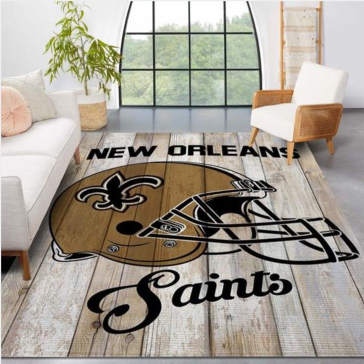 New Orleans Saints Nfl Team Logo Grey Wooden Style Style Nice Gift Home  Decor Rectangle Area Rug - Peto Rugs