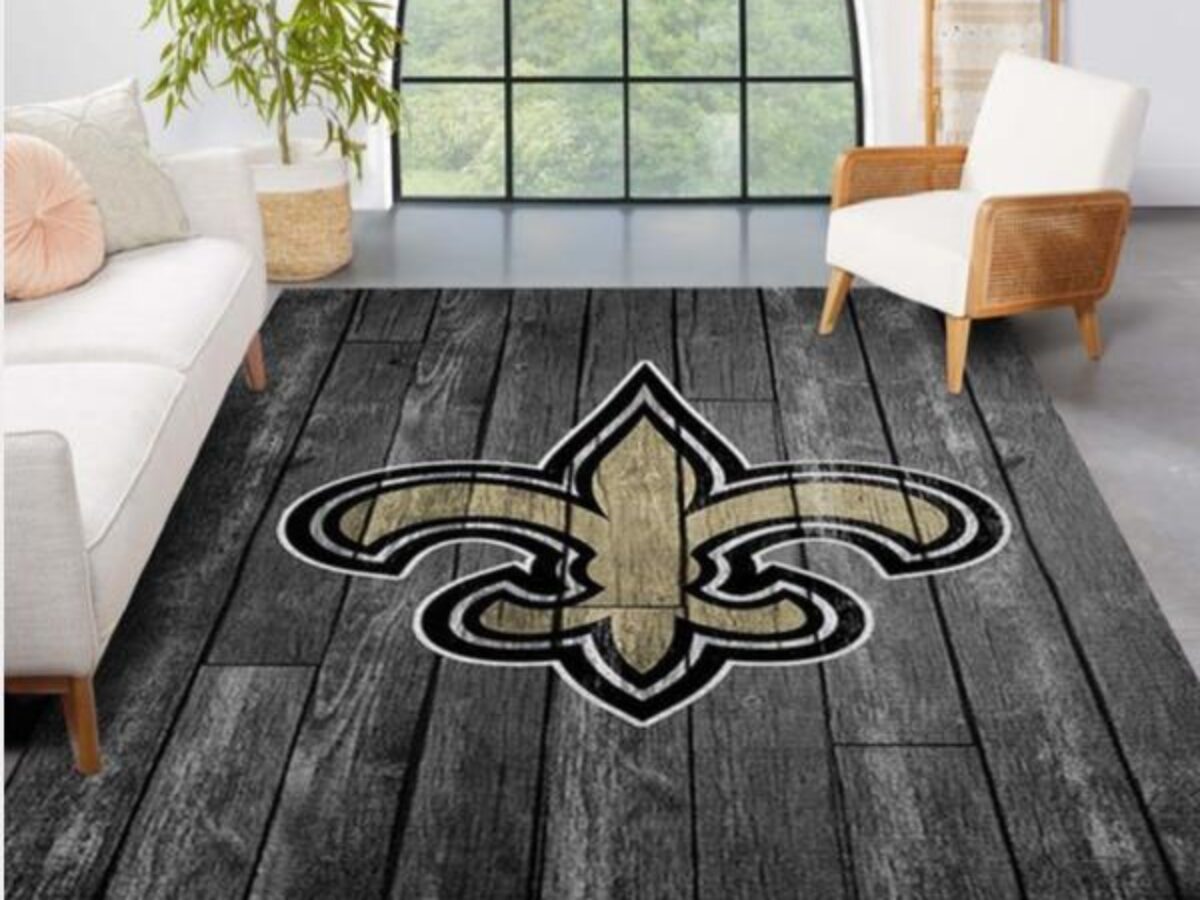 New Orleans Saints Nfl Team Logo Grey Wooden Style Style Nice Gift Home  Decor Rectangle Area Rug - Peto Rugs