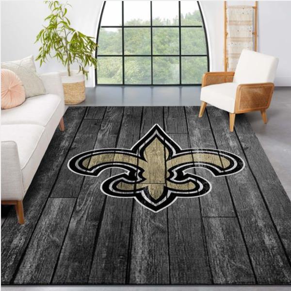 New Orleans Saints Nfl Team Logo Grey Wooden Style Style Nice Gift Home Decor Rectangle Area Rug