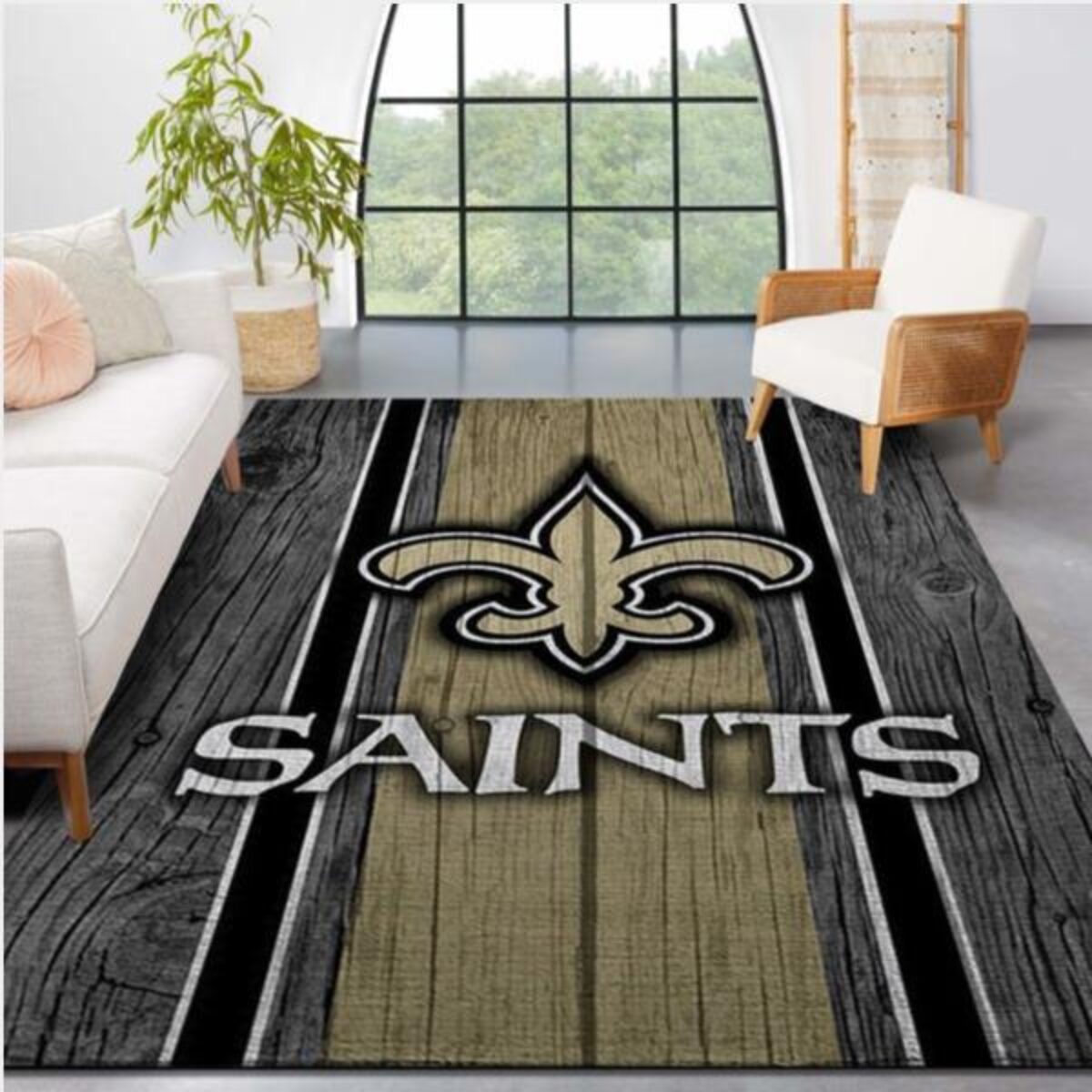 New Orleans Saints Nfl Team Logo Wooden Style Style Nice Gift Home Decor  Rectangle Area Rug - Peto Rugs