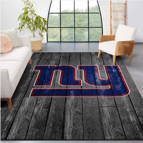 New York Giants Nfl Team Logo Grey Wooden Style Style Nice Gift Home Decor Rectangle Area Rug