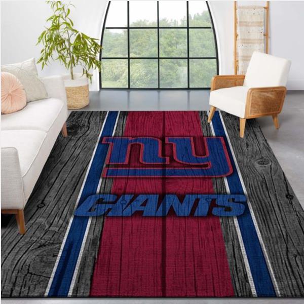 New York Giants Nfl Team Logo Wooden Style Style Nice Gift Home Decor Rectangle Area Rug