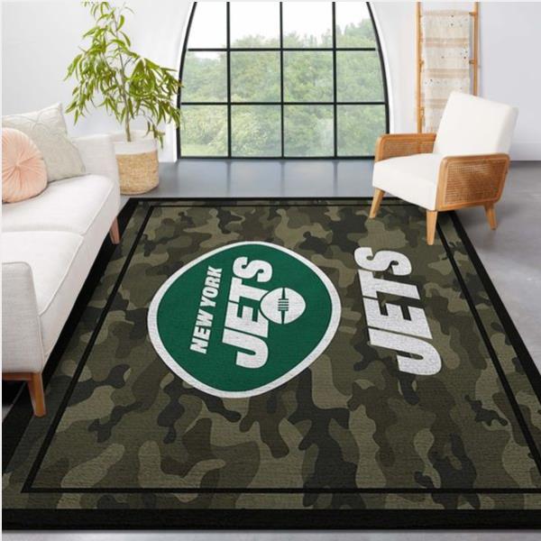 New York Jets Nfl Team Logo Camo Style Nice Gift Home Decor Rectangle Area Rug