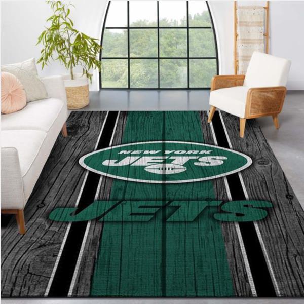 New York Jets Nfl Team Logo Wooden Style Style Nice Gift Home Decor Rectangle Area Rug