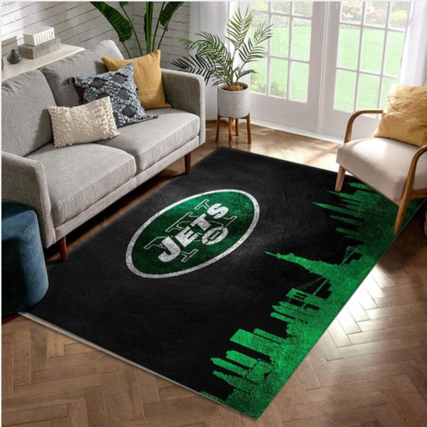 New York Jets Skyline NFL Team Logos Area Rug Bedroom Home Decor Floor Decor