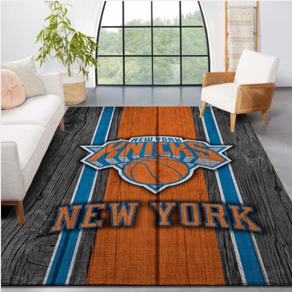 New York Knicks Nba Team Logo Wooden Style Nice Gift Home Decor Rectangle Area Rug