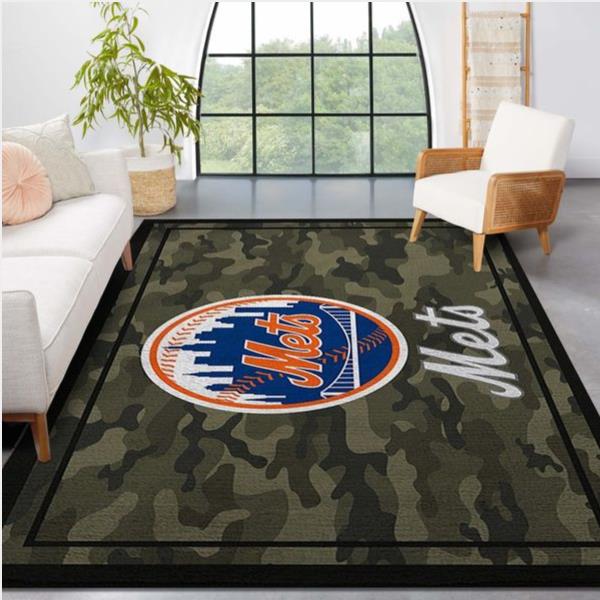 New York Mets Mlb Team Logo Camo Style Nice Gift Home Decor Rectangle Area Rug