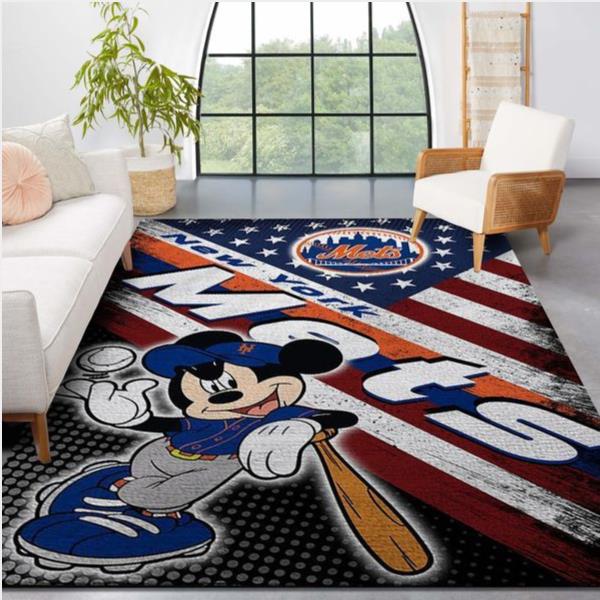 New York Mets Mlb Team Logo Mickey Us Style Nice Gift Home Decor Rectangle Area Rug
