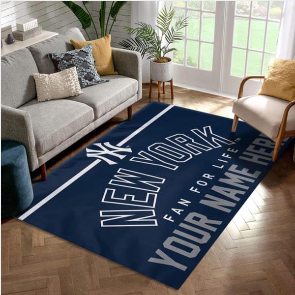 New York Yankees Personalized MLB Team Logos Area Rug Living Room Rug
