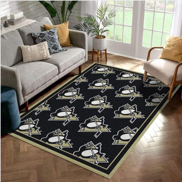 Nhl Repeat Pittsburgh Penguins Team Logo Area Rug Kitchen Rug Family Gift Us Decor