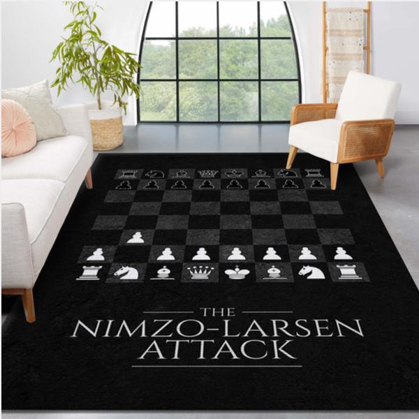 Nimzo Larsen Attack Chess Area Rug Bedroom Rug US Gift Decor