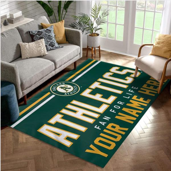 Oakland Athletics Personalized MLB Reangle Area Rug Living Room Rug