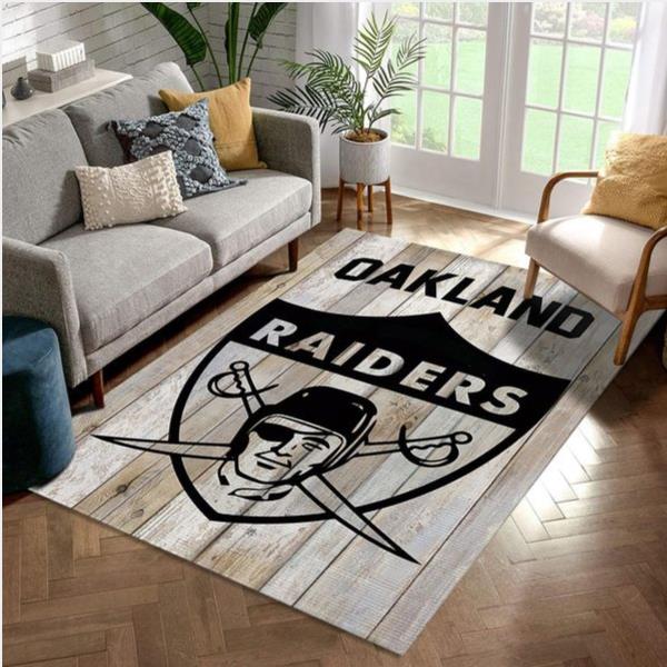 Oakland Raiders Retro Nfl Rug Living Room Rug Christmas Gift US Decor