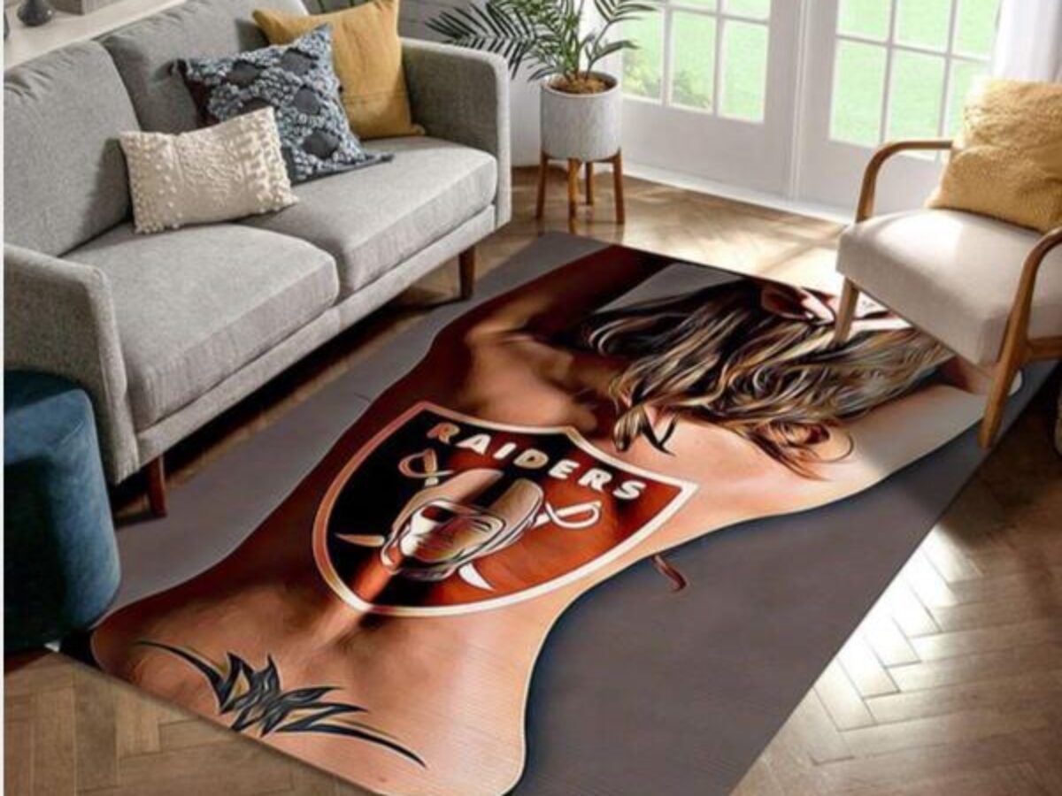 Oakland Raiders Tattoo Nfl Area Rug Bedroom Rug US Gift Decor - Peto Rugs