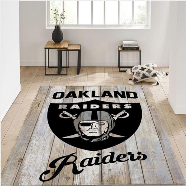 Oakland Raiders Vintage Nfl Football Team Area Rug For Gift Bedroom Rug Home Decor Floor Decor