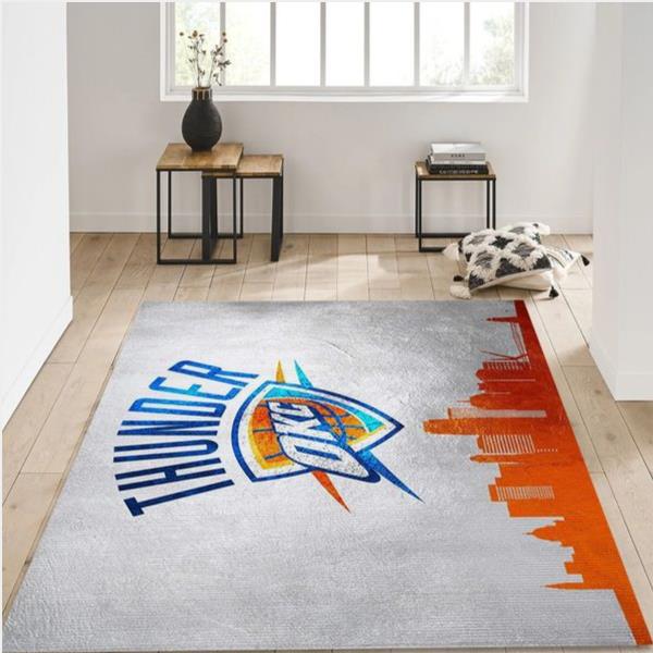 Oklahoma City Thunder Nba Team Logo Area Rug Living Room Rug Home Decor Floor Decor